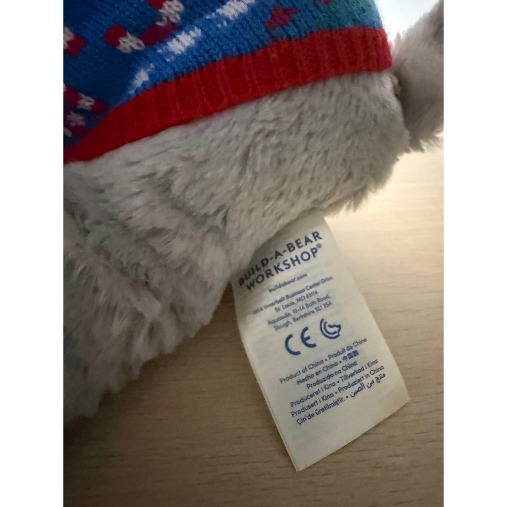 Build-A-Bear Gray Silver Gust Moose Reindeer Plush Holiday Candy‎ Cane Sweater - Picture 5 of 8